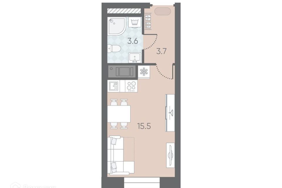 Продаётся студия, 23.3 м²