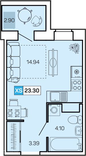 Продаётся студия, 23.3 м²