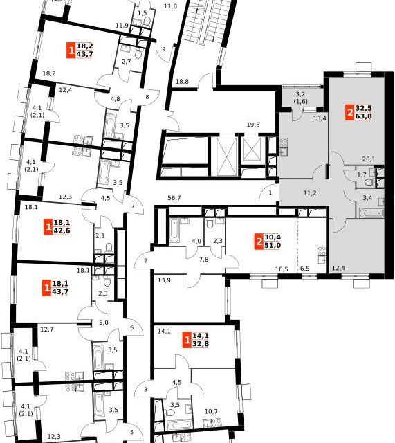 Продаётся 2-комнатная квартира, 63.7 м²