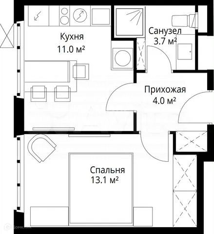 Продаётся 1-комнатная квартира, 31.8 м²