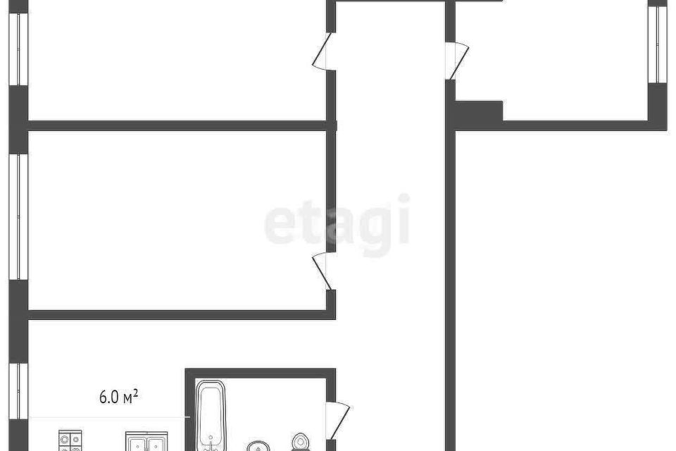Продаётся 3-комнатная квартира, 56 м²