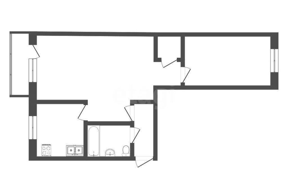 Продаётся 2-комнатная квартира, 43.3 м²