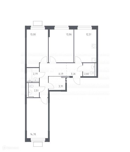 Продаётся 3-комнатная квартира, 78.23 м²