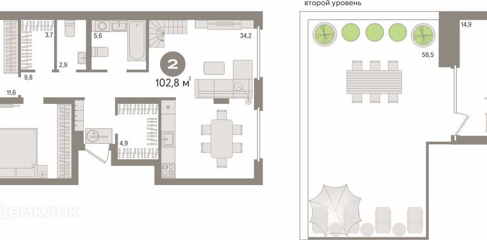 Продаётся 3-комнатная квартира, 102.8 м²
