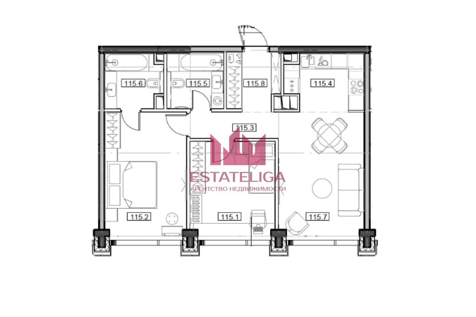Продаётся 2-комнатная квартира, 65.4 м²