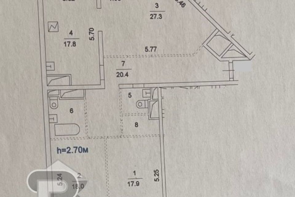 Продаётся 3-комнатная квартира, 124.6 м²