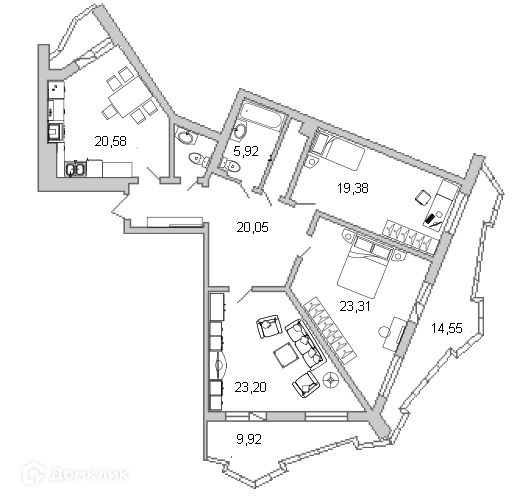 Продаётся 3-комнатная квартира, 125.4 м²