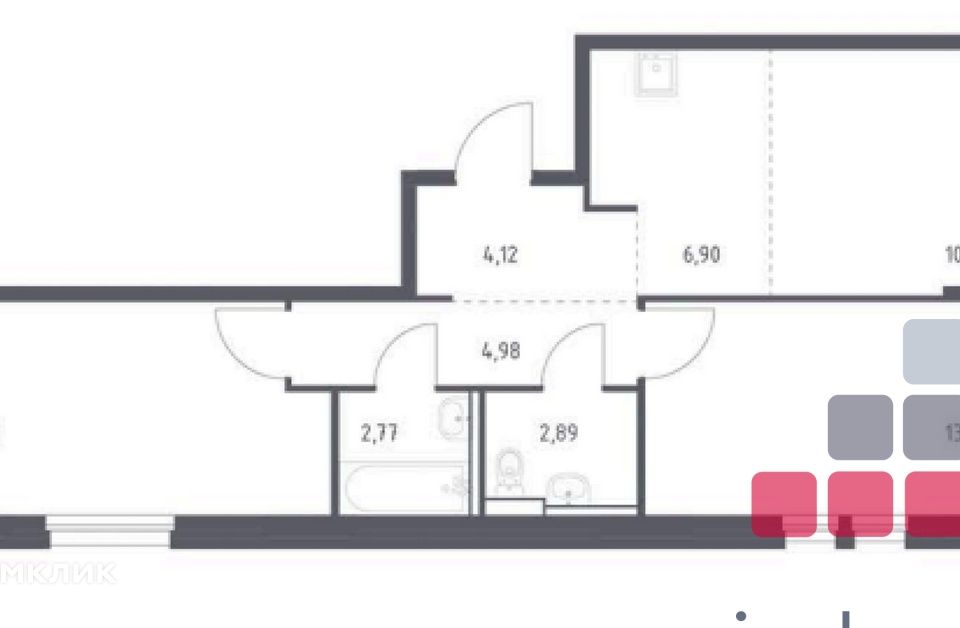 Продаётся 2-комнатная квартира, 57.5 м²