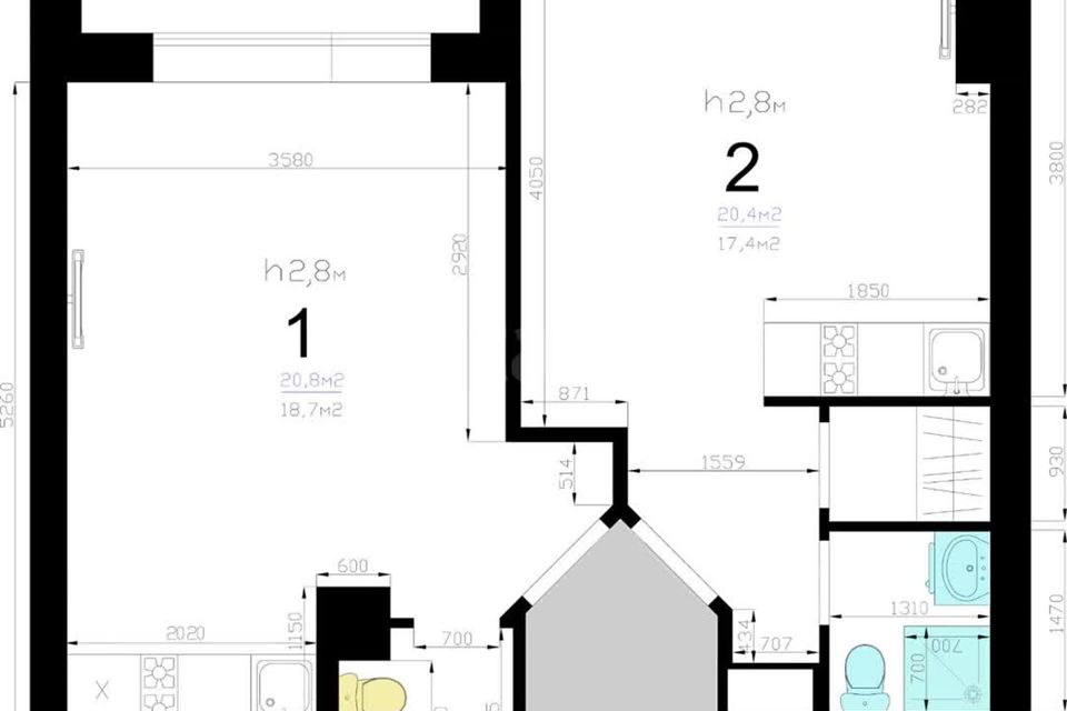 Продаётся 2-комнатная квартира, 45 м²