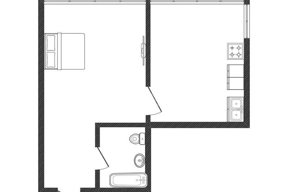 Продаётся 1-комнатная квартира, 43 м²