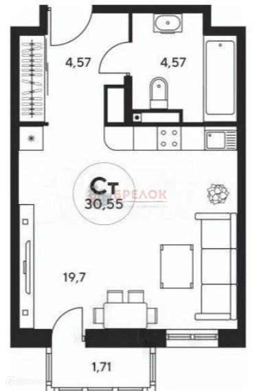 Продаётся студия, 30.6 м²