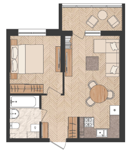 Продаётся 1-комнатная квартира, 41.7 м²