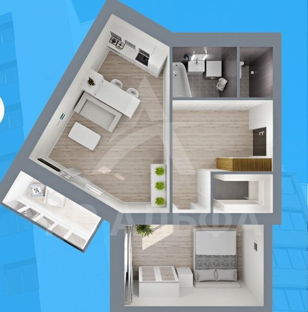 Продаётся 2-комнатная квартира, 56.5 м²