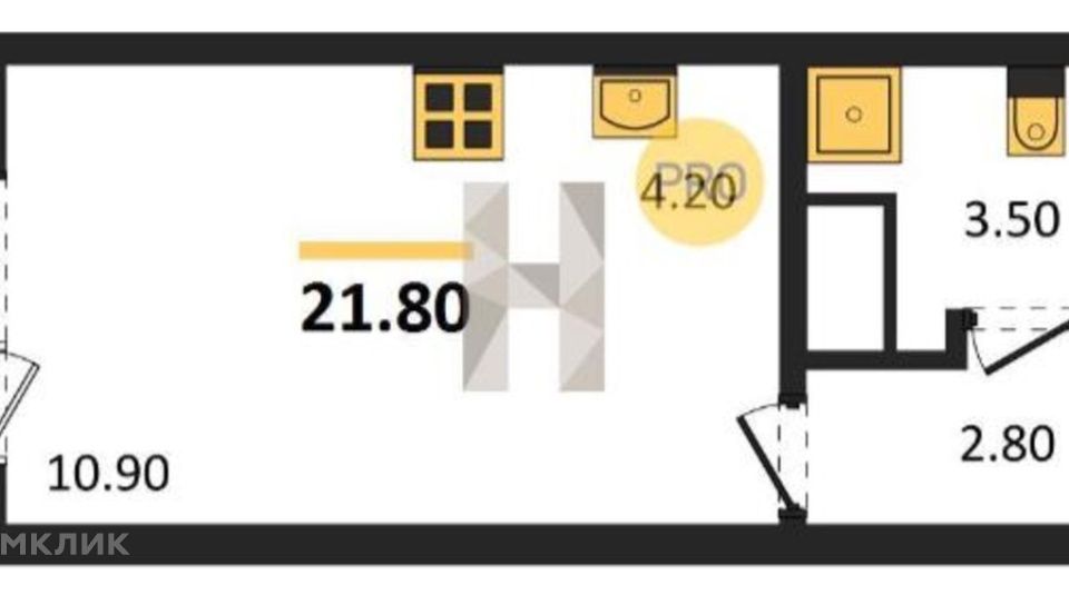 Продаётся студия, 21.8 м²
