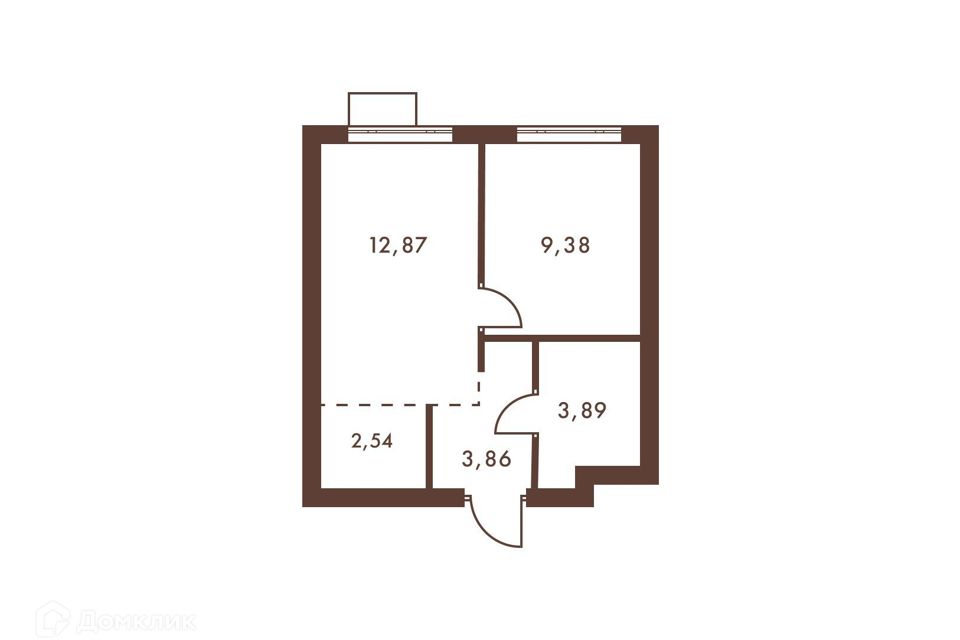 Продаётся 1-комнатная квартира, 32.54 м²