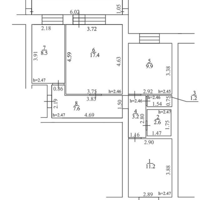Продаётся 3-комнатная квартира, 62.2 м²