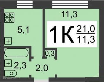 Сдаётся 1-комнатная квартира, 20.9 м²