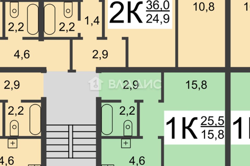 Продаётся 1-комнатная квартира, 25.6 м²