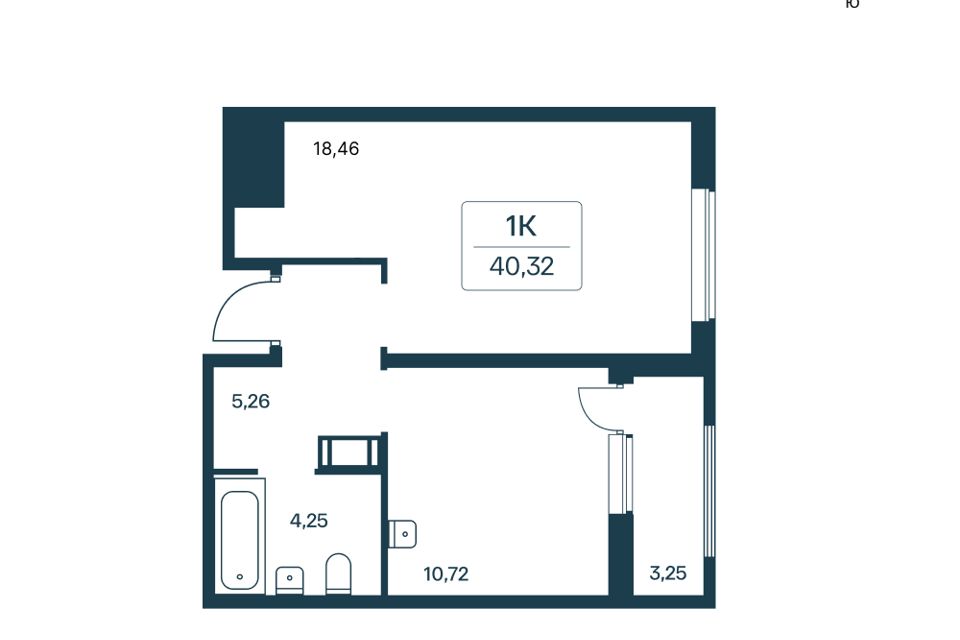 Продаётся 1-комнатная квартира, 38.2 м²