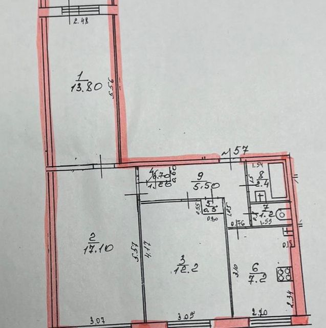 Продаётся 3-комнатная квартира, 60.6 м²