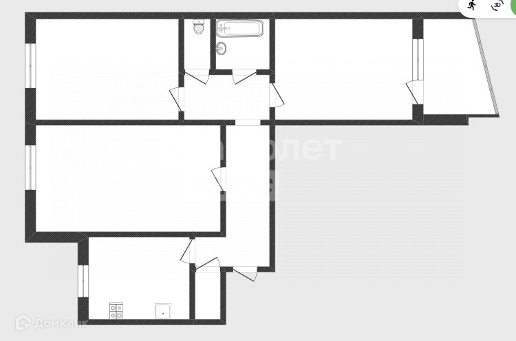 Продаётся 3-комнатная квартира, 65.9 м²