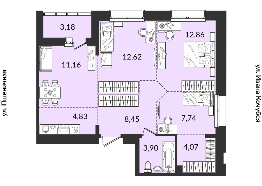 Продаётся 4-комнатная квартира, 68.81 м²