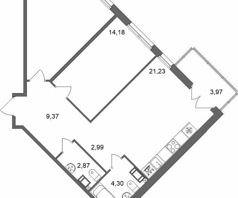 Продаётся 2-комнатная квартира, 72.9 м²