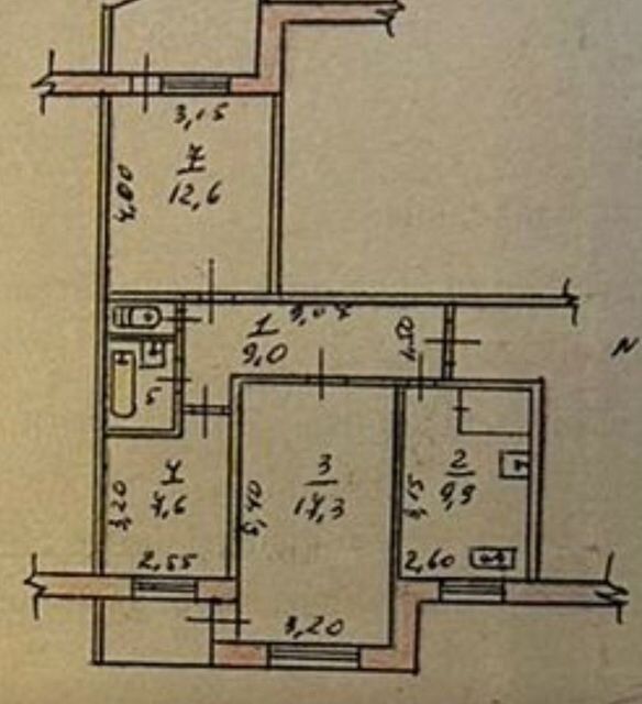 Продаётся 3-комнатная квартира, 64 м²