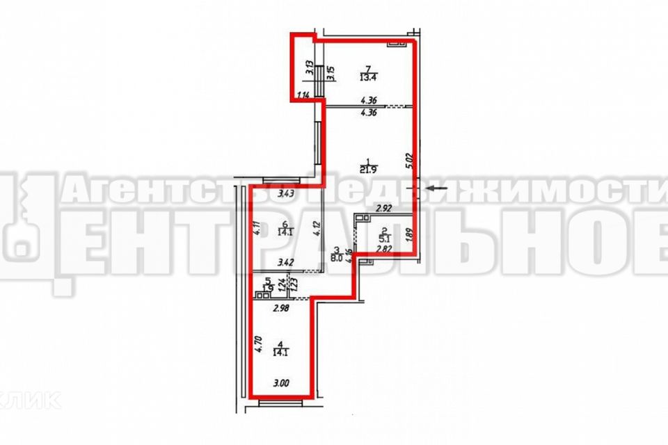 Продаётся 3-комнатная квартира, 82.1 м²