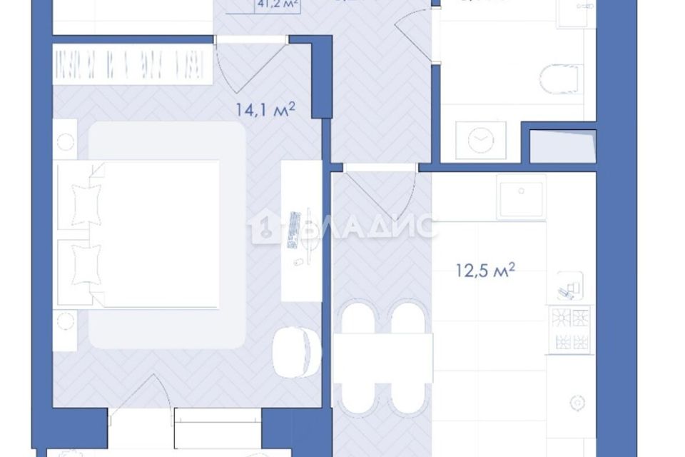 Продаётся 1-комнатная квартира, 39.9 м²
