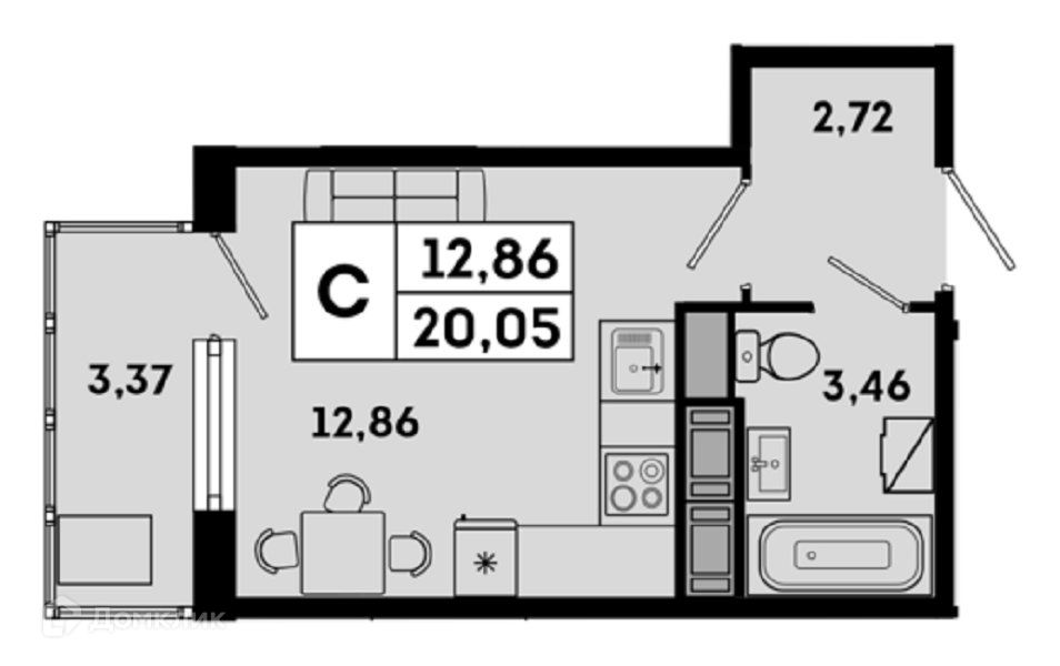 Продаётся студия, 20.05 м²