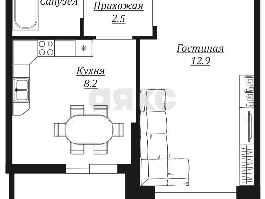 Продаётся 1-комнатная квартира, 30 м²