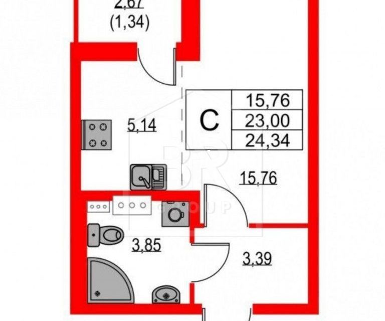 Продаётся студия, 24.34 м²