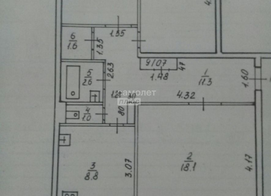 Продаётся 3-комнатная квартира, 66.6 м²