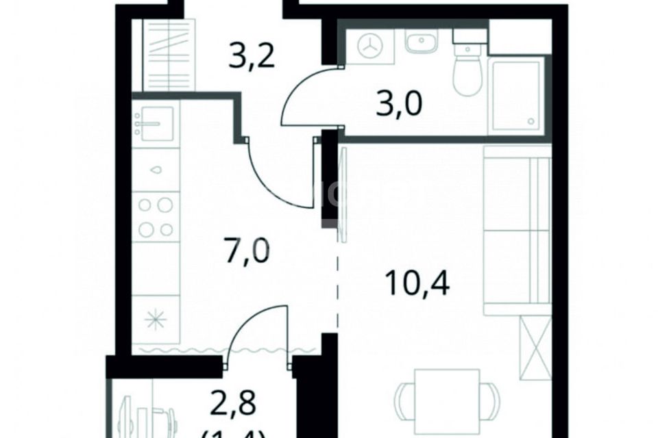 Продаётся студия, 25.4 м²