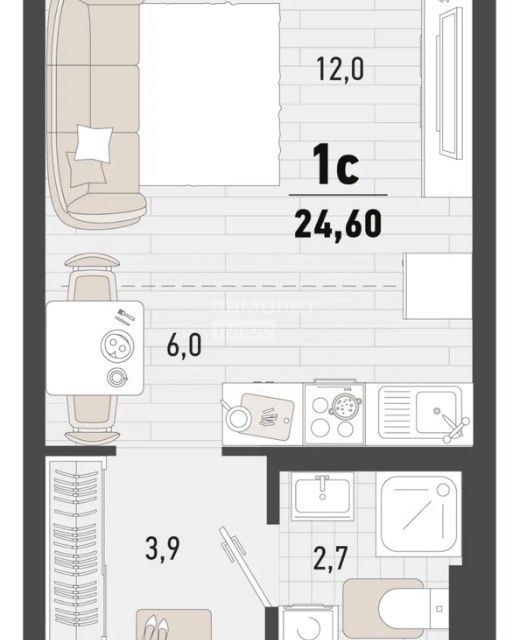 Продаётся студия, 19.6 м²