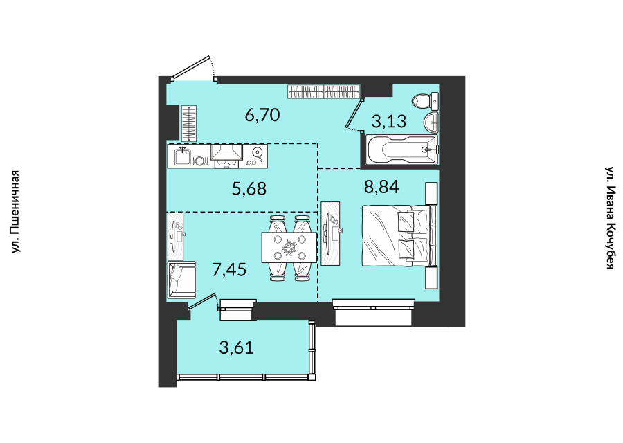 Продаётся 2-комнатная квартира, 35.43 м²