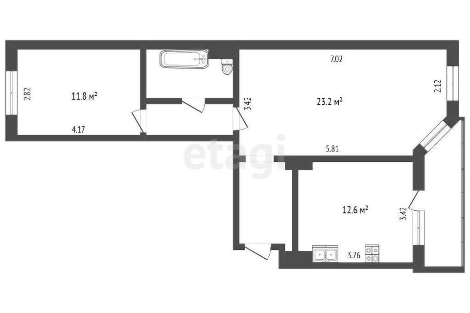 Продаётся 3-комнатная квартира, 63 м²