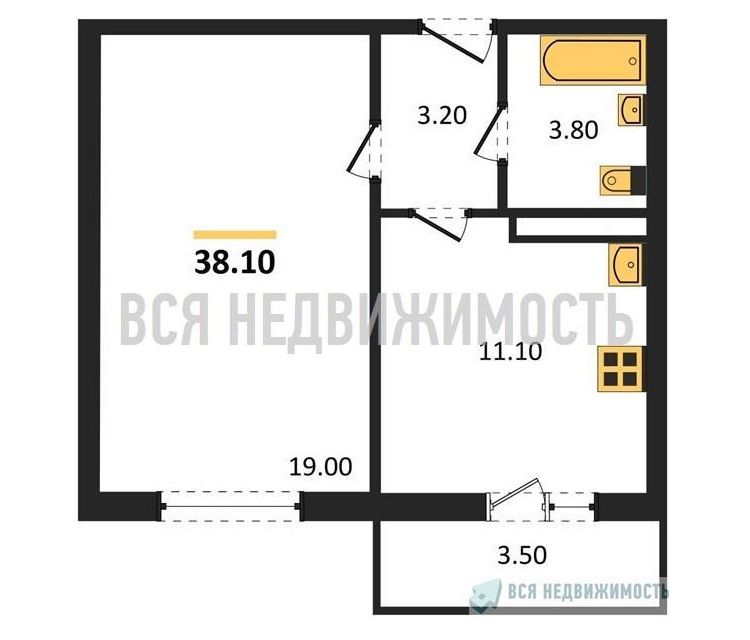 Продаётся 1-комнатная квартира, 37.2 м²
