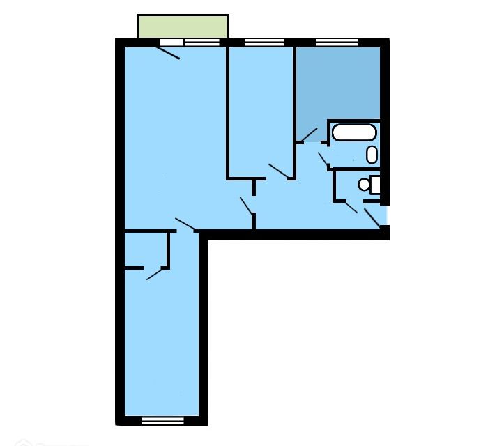Продаётся 3-комнатная квартира, 57 м²