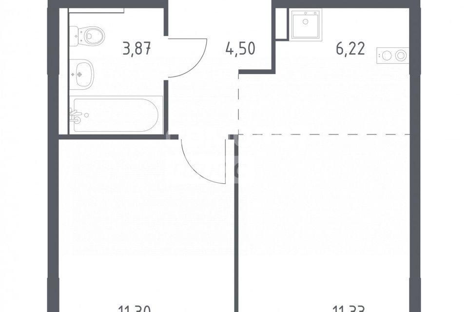 Продаётся 2-комнатная квартира, 37.22 м²