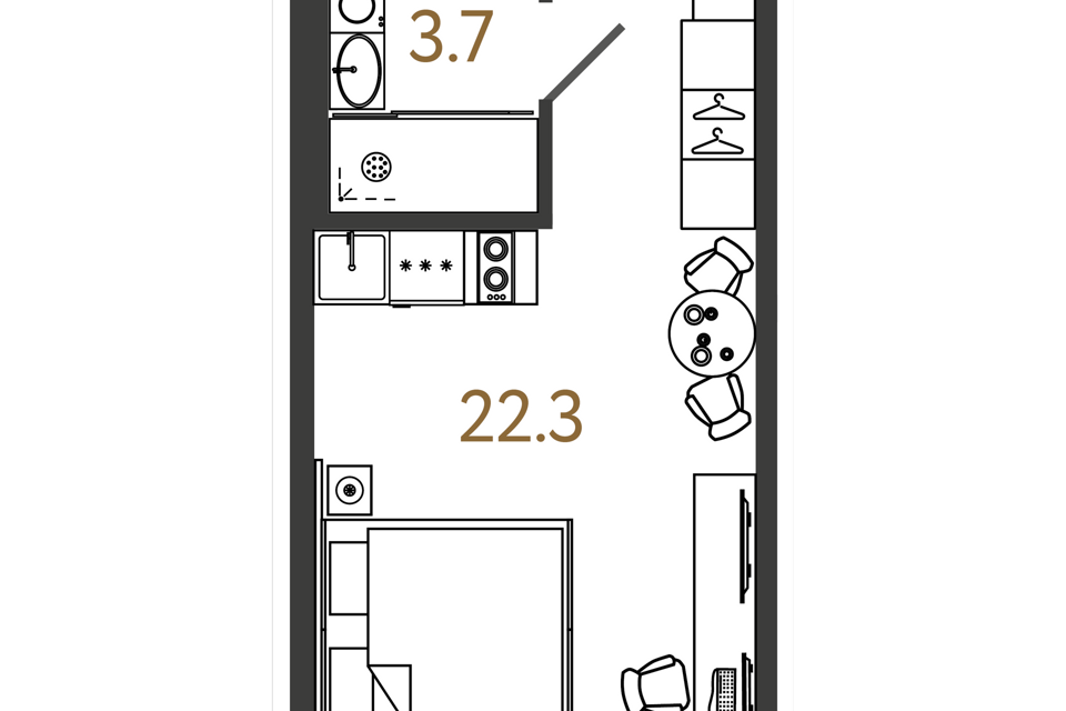 Продаётся студия, 26 м²