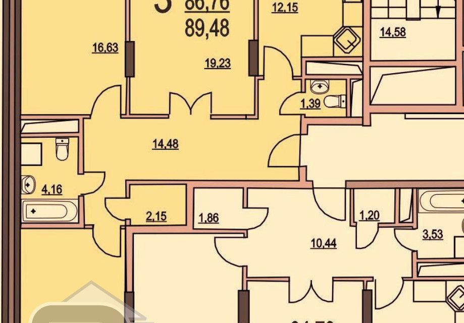 Продаётся 3-комнатная квартира, 90 м²