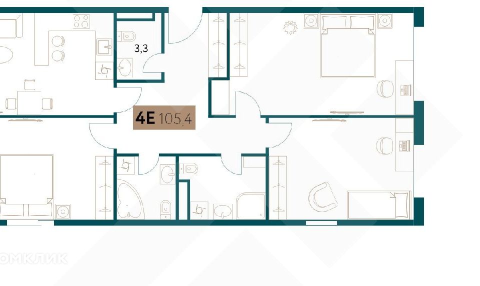 Продаётся 3-комнатная квартира, 105 м²