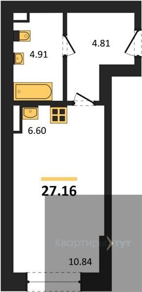 Продаётся студия, 27.16 м²