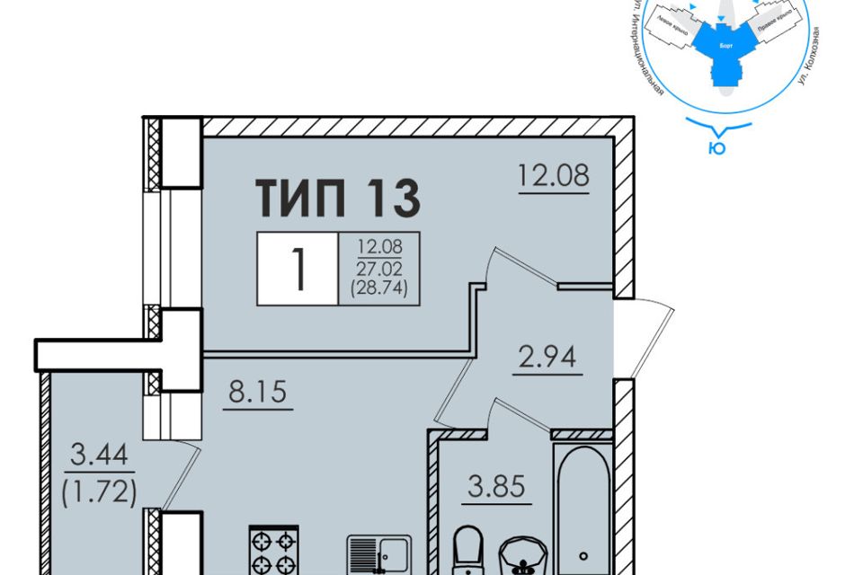 Продаётся студия, 28 м²