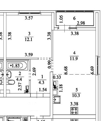 Продаётся 1-комнатная квартира, 48 м²