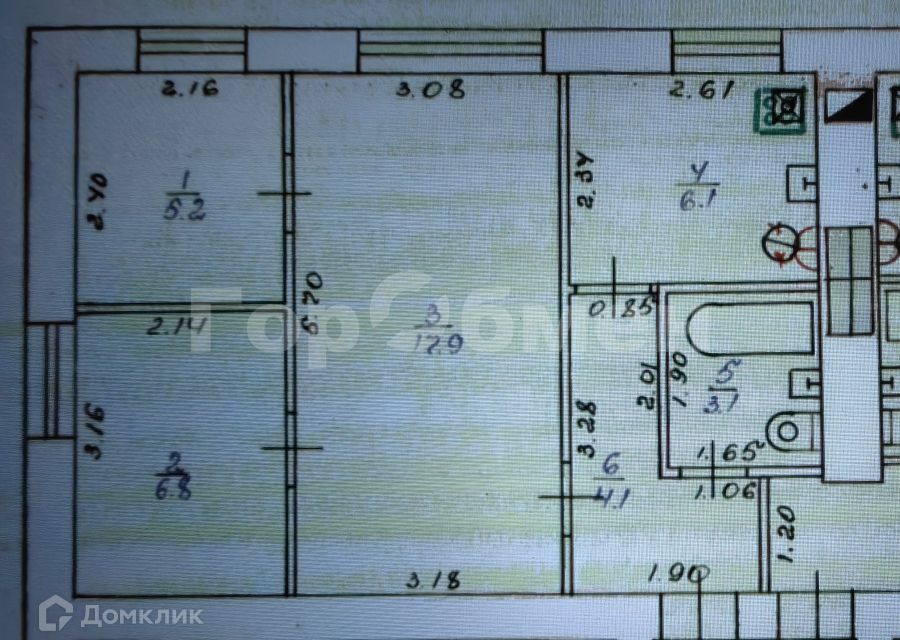 Продаётся 3-комнатная квартира, 42.9 м²