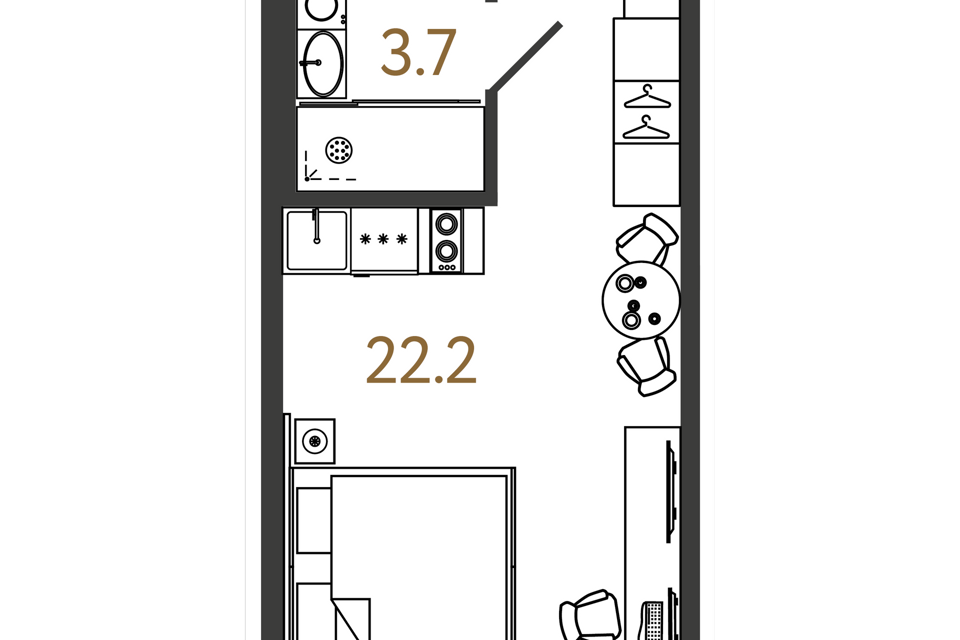 Продаётся студия, 25.9 м²