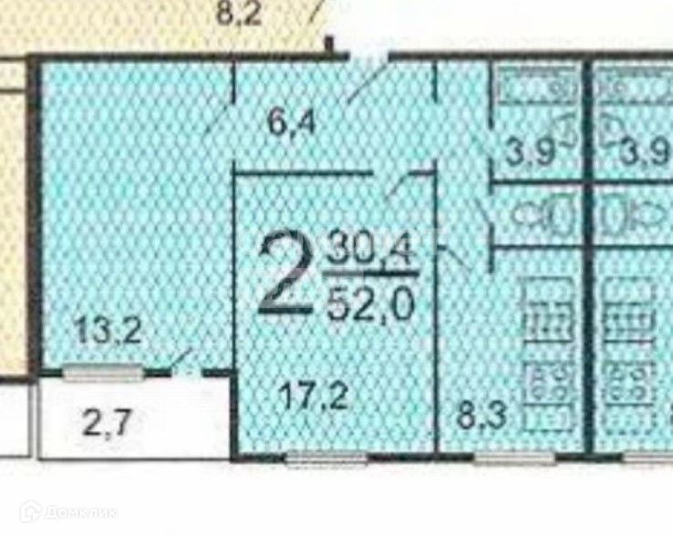 Продаётся 2-комнатная квартира, 52.2 м²